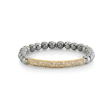 Silver Bali Bead Bracelet with 14k Diamond Bar