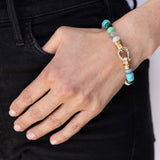 Rainbow Gemstone Bracelet with 14K Diamond Buckle Clasp - 8mm
