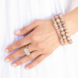 Spring Sands Stack - Sunstone, Peach Moonstone & Diamond Bead Bracelet Stack
