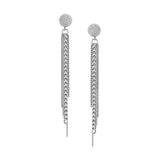 Silver Chain Fringe on Diamond Stud Earrings