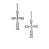 Bezeled Diamond Cross Drop Earrings