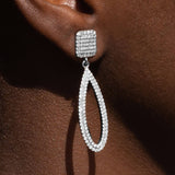 Diamond Shield Open Pear Drop Earrings