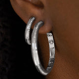 Knife Edge Silver & Diamond Hoop with Gallery Earrings - 40mm