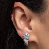 Pave Diamond Silver Angel Wing Stud Earrings