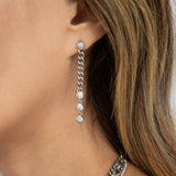 Diamond Pebble Curb Chain Drop Earrings