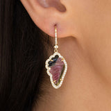 14K Diamond Pink Tourmaline Angel Wing Earrings "One of a Kind"