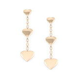 14k Gold Triple Drop Bezel Diamond Heart Earrings