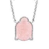 Rose Quartz and Diamond Buddha Pendant Chain Necklace - 19"