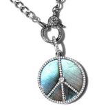 Labradorite Inlay and Diamond Peace Necklace