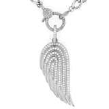 Diamond Angel Wing Pendant on Curb Chain Necklace - 17"
