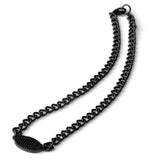 Black Diamond Nameplate on Jet Black Chain Necklace - 18"