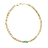 14k Gold Cuban Chain with Emerald Center Stone "One of a Kind"
