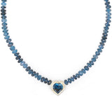 14K London Blue Topaz Diamond Heart Knotted Necklace "One of a Kind"