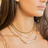 14K Gold Pave Diamond Bar on 14K Soho Chain Necklace - 18"