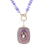 14K Opal Spinel & Diamond Pendant on Tanzanite Necklace "One of a Kind"