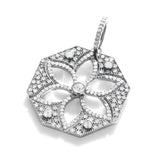 Pave Diamond Lotus Flower Octagon Pendant