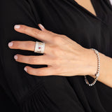 Pave Diamond Bezel Tourmaline "LOVE" Wide Cuff Ring