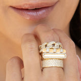 14K Gold Diamond Frame Tower Ring