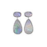 Australian Boulder Opal and Diamond Double Drop Earrings "One of a Kind"