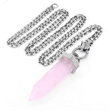 Rose Quartz and Diamond Crystal Point Necklace