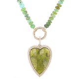 14K Green Garnet Heart Pendant on Opal Necklace "One of a Kind"