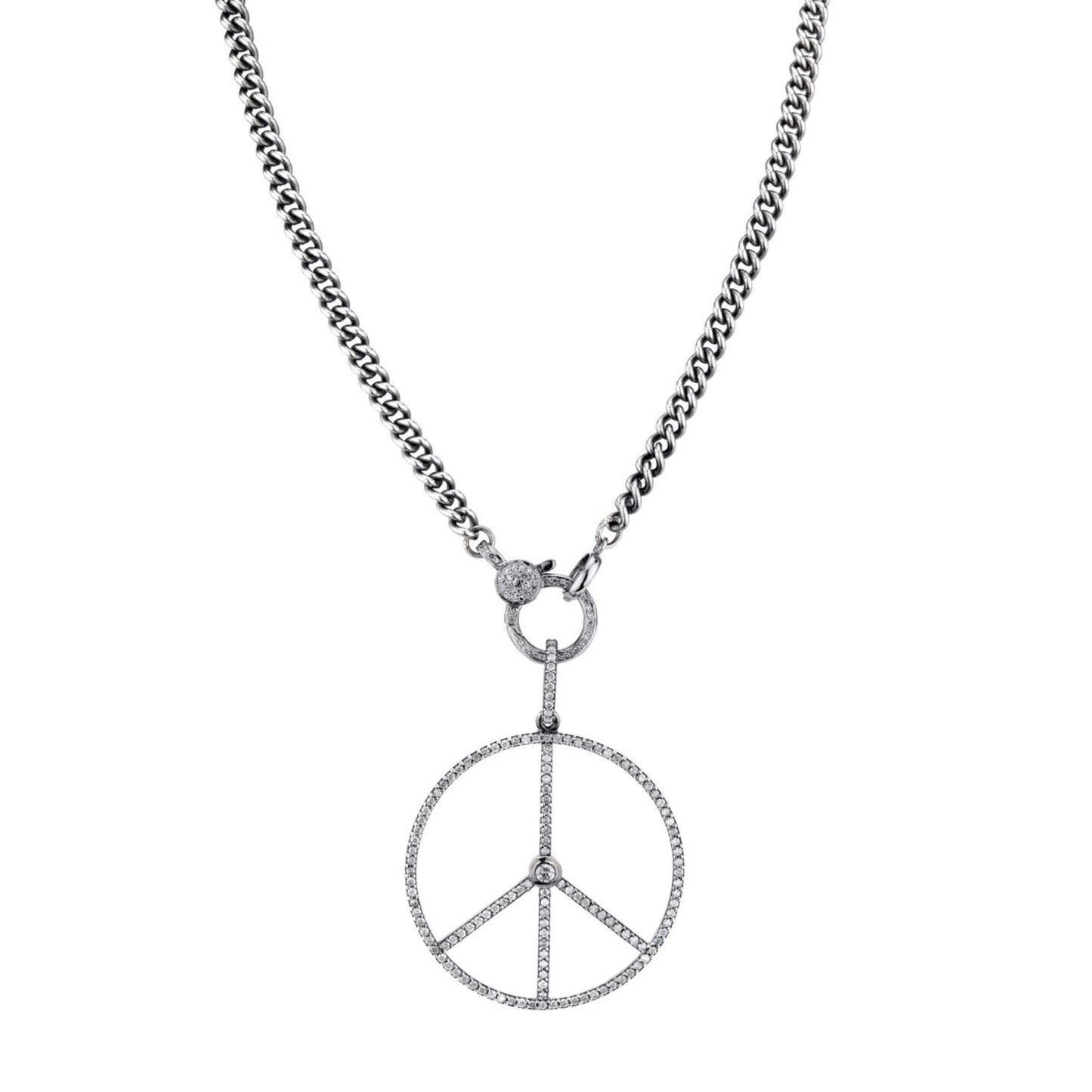 Diamond Peace Sign Pendant Necklace – 39 Inches - 1.72 Carats – Sheryl Lowe