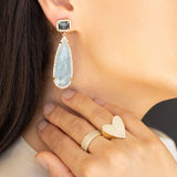 14k Gold Aquamarine and London Blue Topaz Double Drop Earrings "One of a Kind"