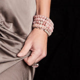 Pink Mixed Gemstone Bracelet with 5 Diamond Rondelles - 10mm