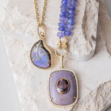 14K Opal Spinel & Diamond Pendant on Tanzanite Necklace "One of a Kind"