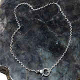 Silver Box Chain Necklace with Single Diamond Claw Clasp - 17"