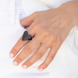 Black Diamond Folded Heart Ring