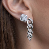 Mini Shield Stud Pave Diamond Earrings