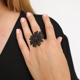 Black Diamond Daisy Ring