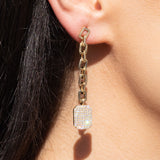 14k Yellow Gold and Diamond Shield Link Earrings